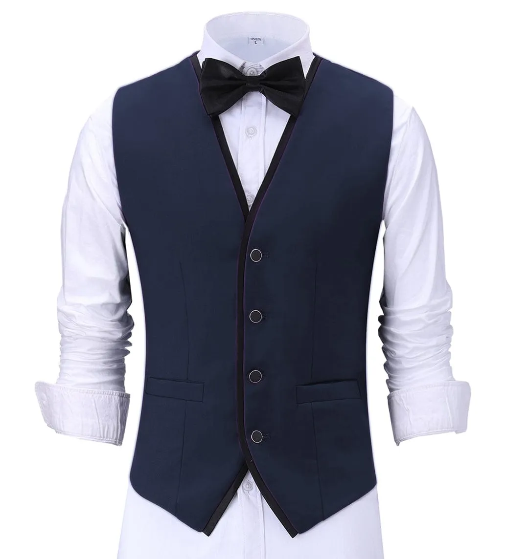 Formal Flat V Neck Waistcoat Slim Fit Suit Vest