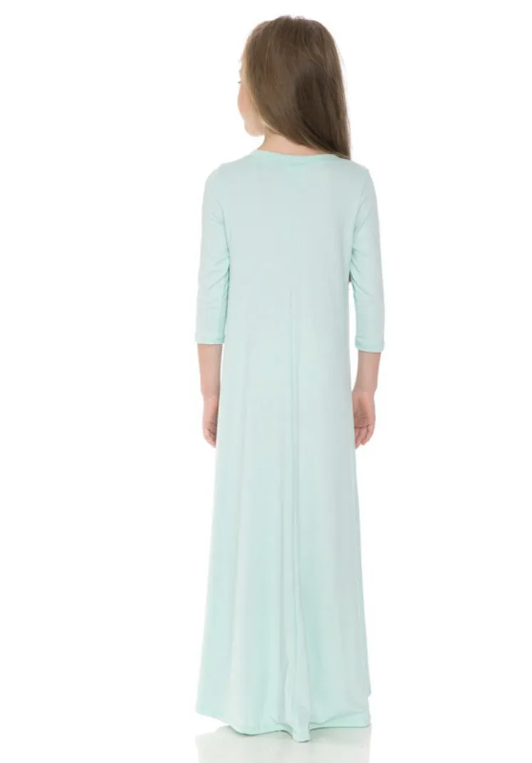 Girls Trapeze Maxi Dress in Mint or Mocha 5018