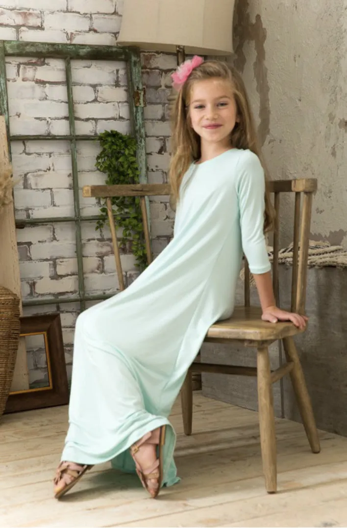 Girls Trapeze Maxi Dress in Mint or Mocha 5018