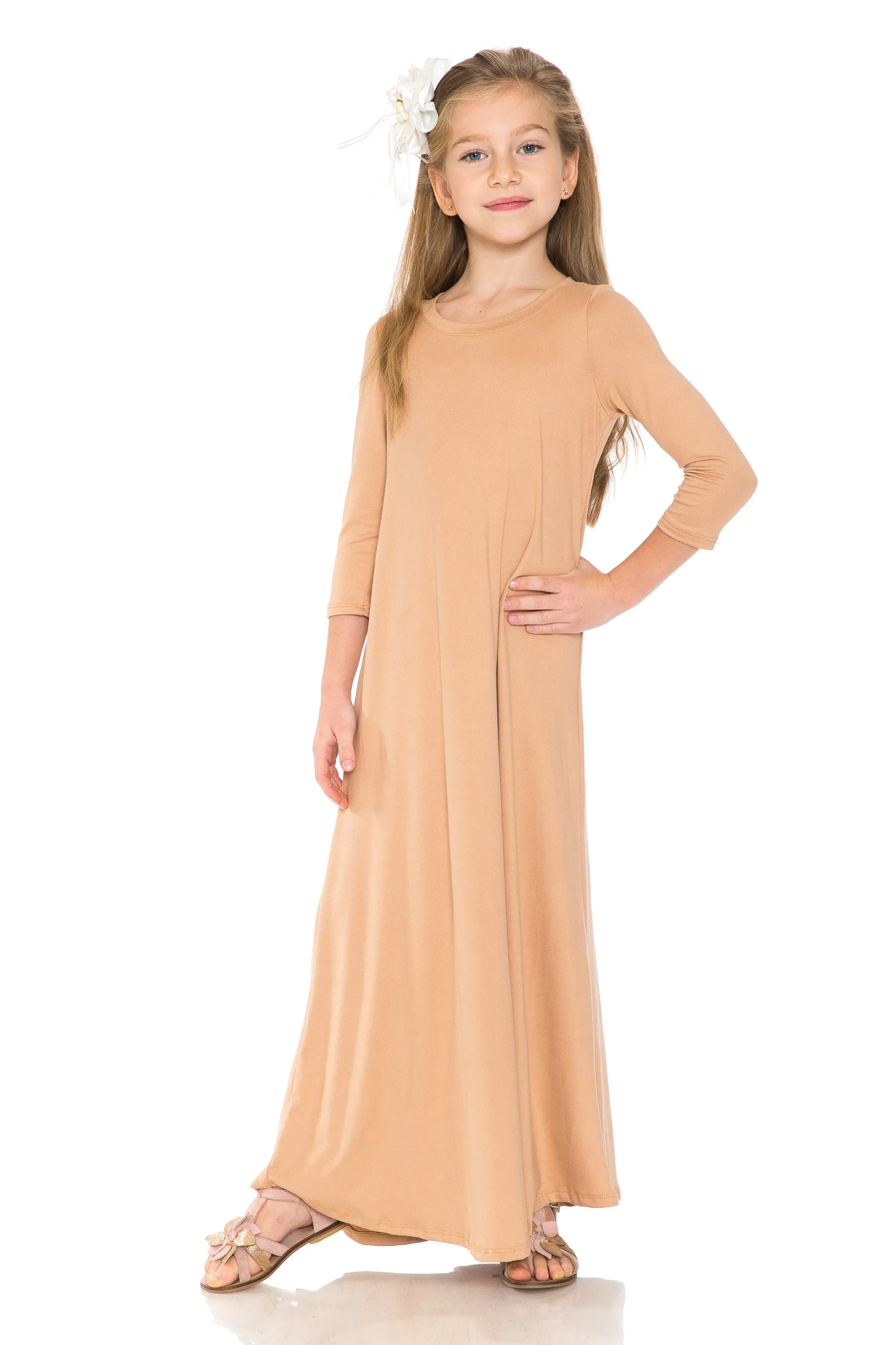 Girls Trapeze Maxi Dress in Mint or Mocha 5018