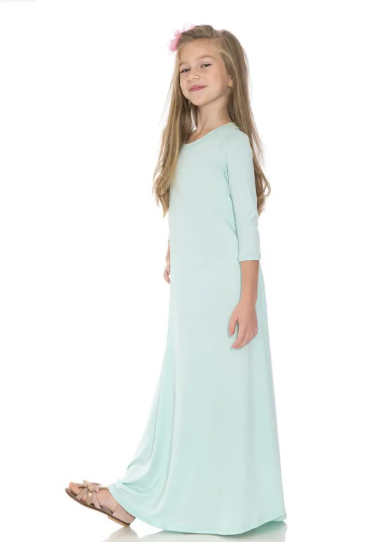 Girls Trapeze Maxi Dress in Mint or Mocha 5018
