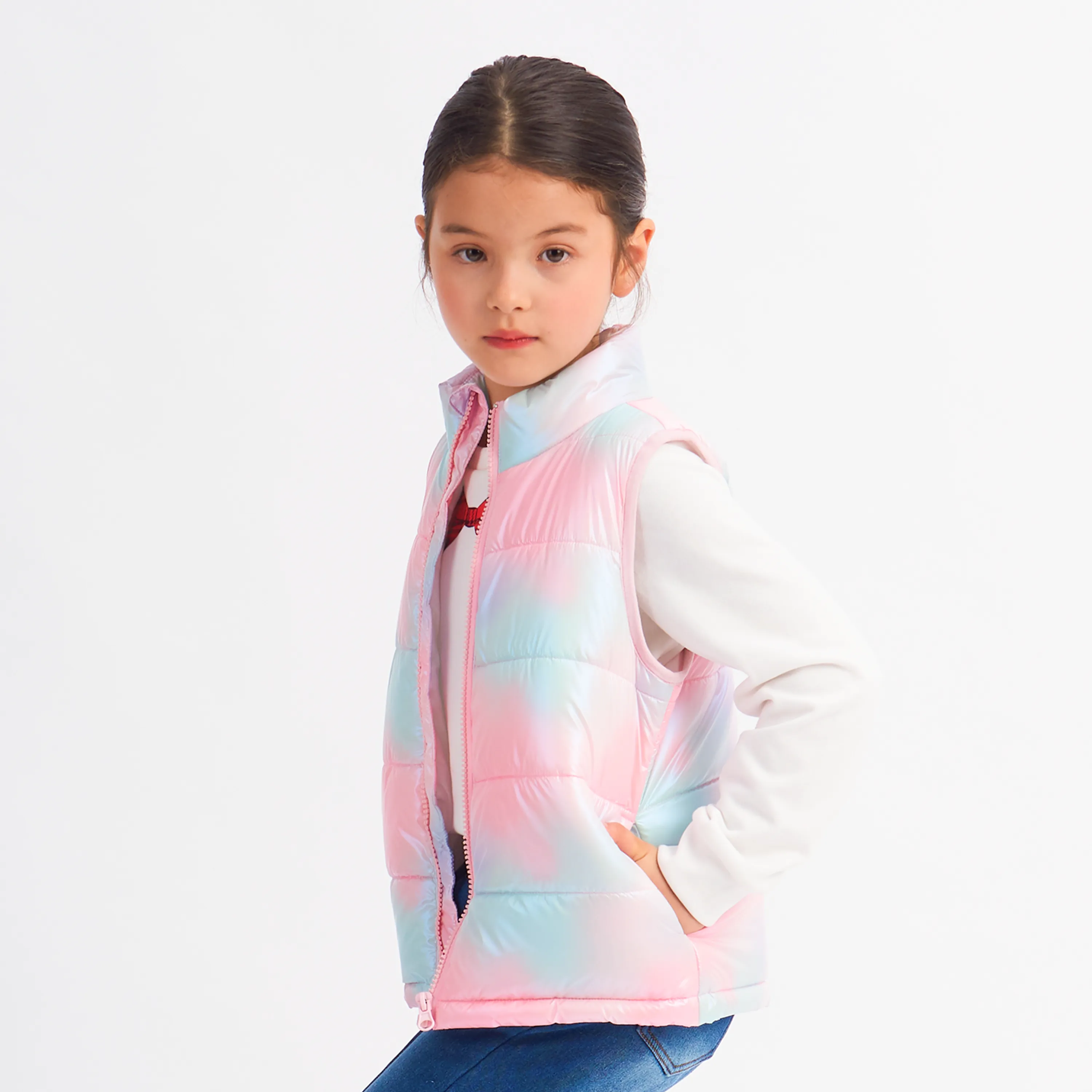 Girls Winter Puffer Vest, Winter Lightweight Gilet Colorful