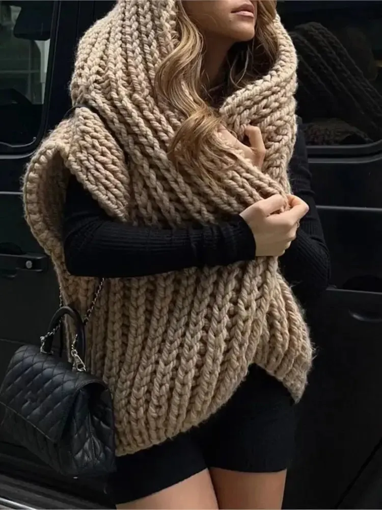 Hooded Knitted Cardigan Sweater
