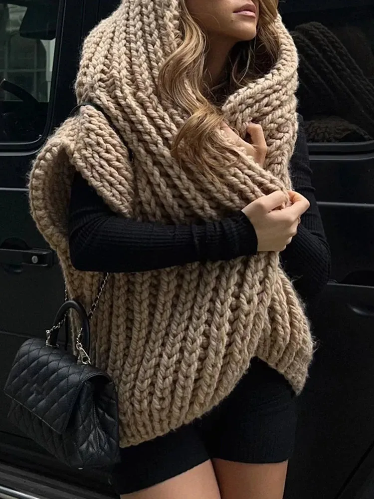 Hooded Knitted Cardigan Sweater
