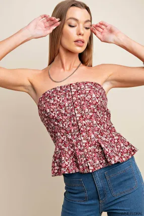 Kora's Top - Wine Floral