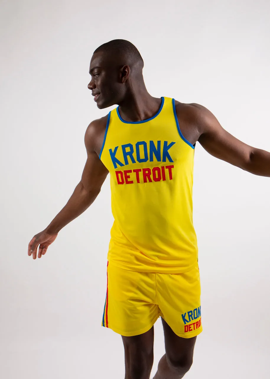 KRONK Iconic Detroit Applique Training Gym Vest Yellow