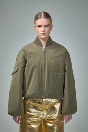 Light Twill Oversized Short Bomber Jacket
