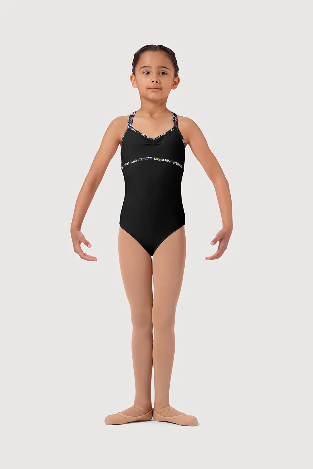 LM51242G - Mirella Ditsy Floral Double Cami Girls Leotard