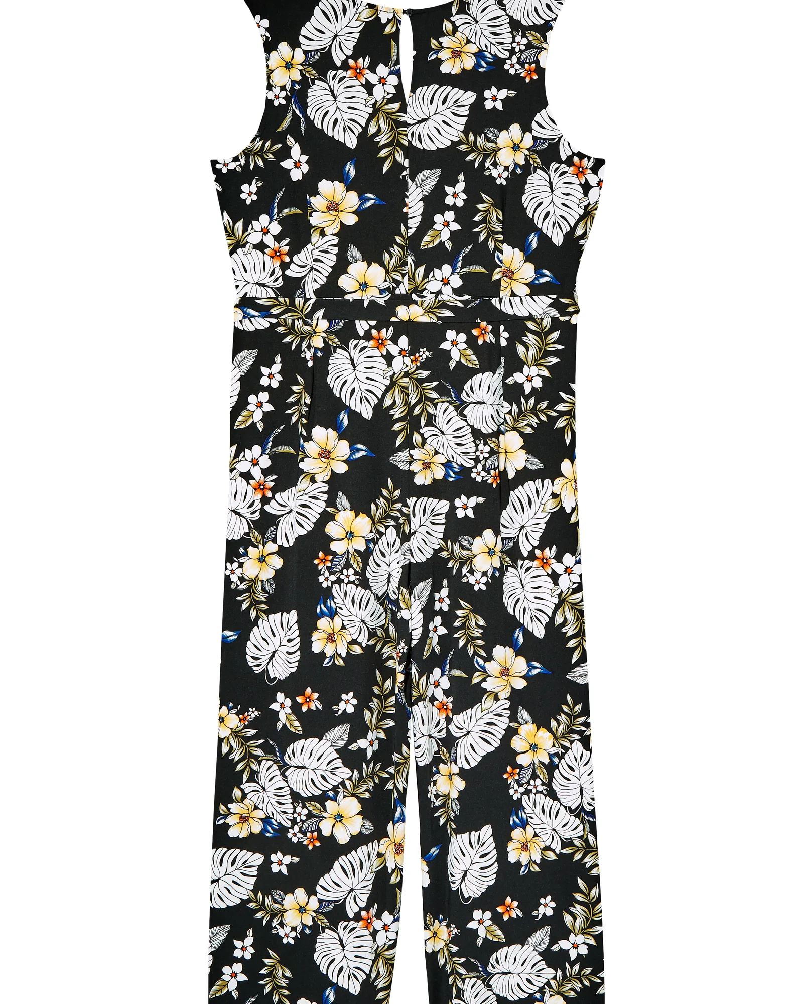 Lonnie Faux Wrap Tie Waist Knit Jumpsuit | Black / Yellow
