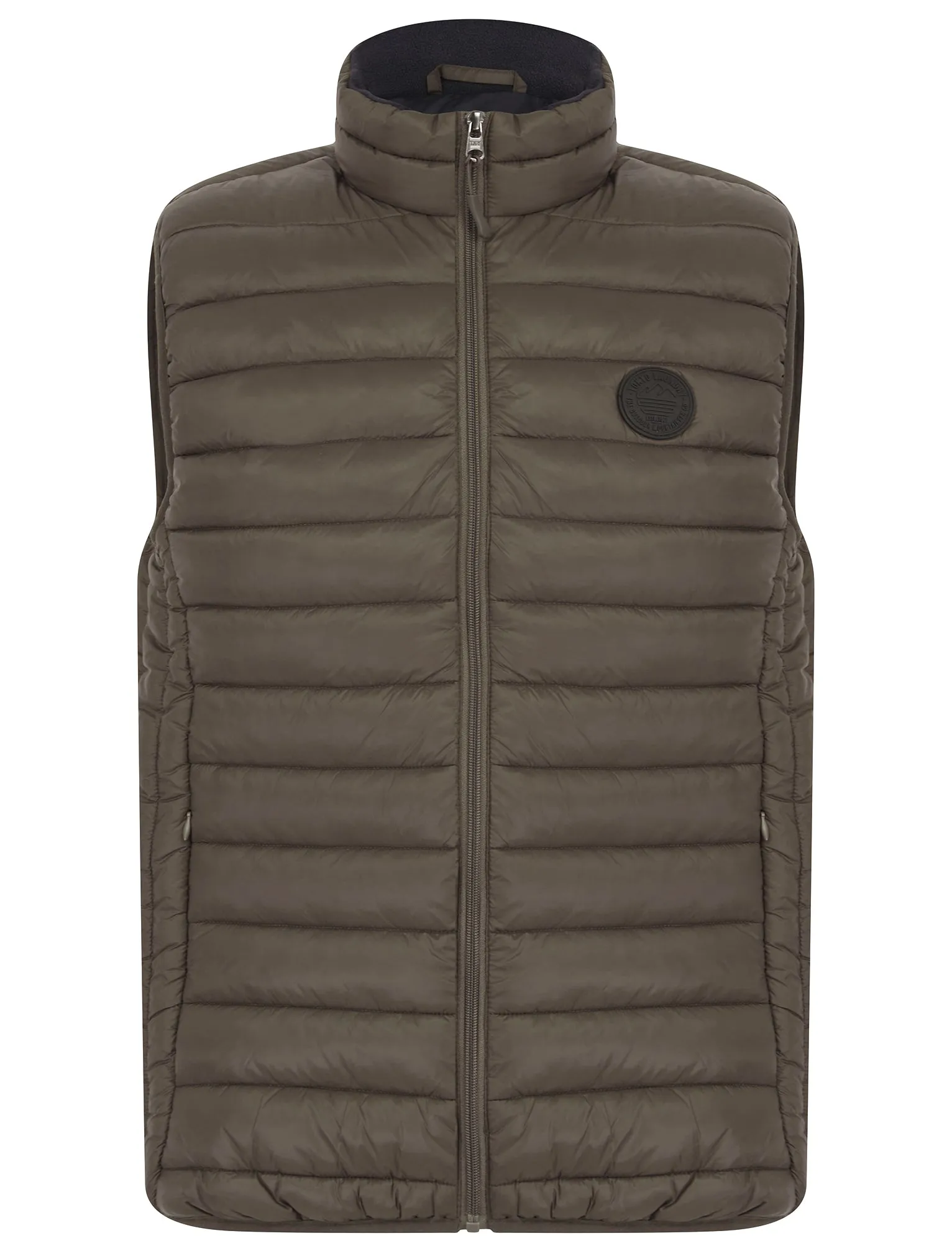Mentari Quilted Puffer Gilet with Fleece Lined Collar in Khaki - Tokyo Laundry