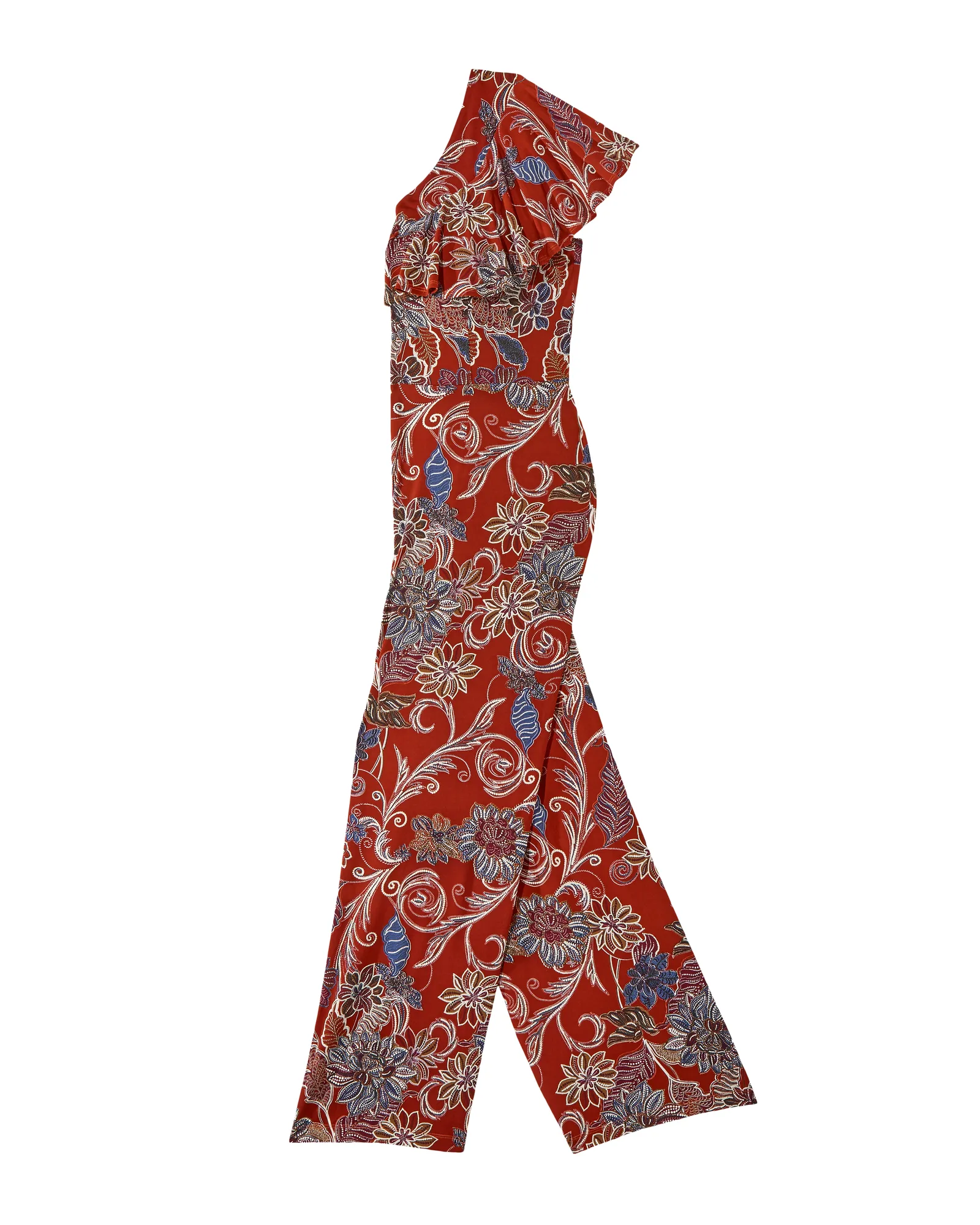 Mesilla Puff Print Jumpsuit | Burgundy / Olive Green