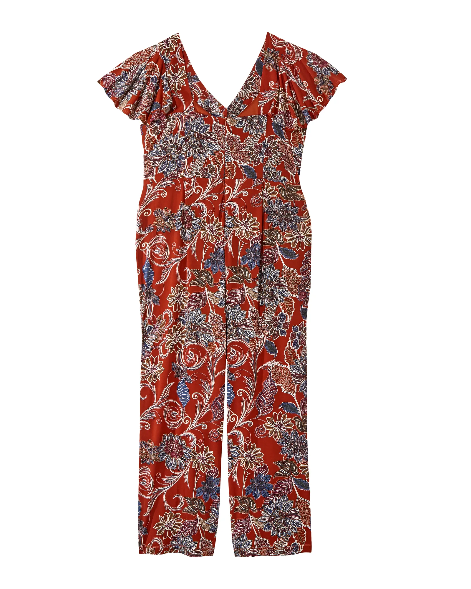 Mesilla Puff Print Jumpsuit | Burgundy / Olive Green