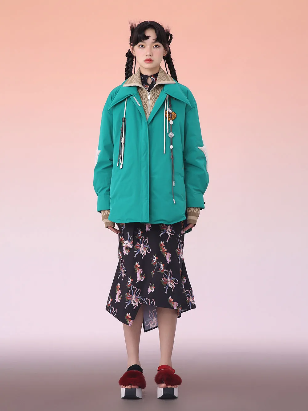 MUKZIN Green Design Sense Printed Shirt Fabric Down Jacket