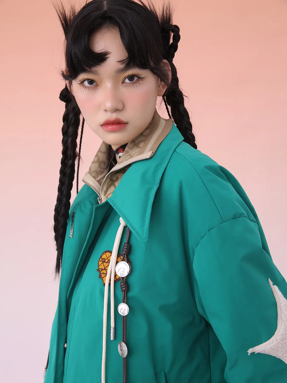 MUKZIN Green Design Sense Printed Shirt Fabric Down Jacket