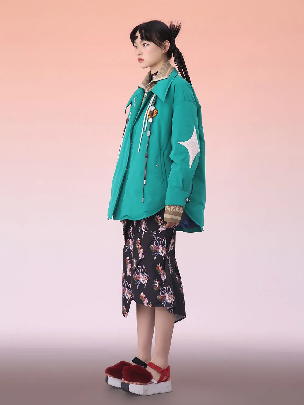 MUKZIN Green Design Sense Printed Shirt Fabric Down Jacket