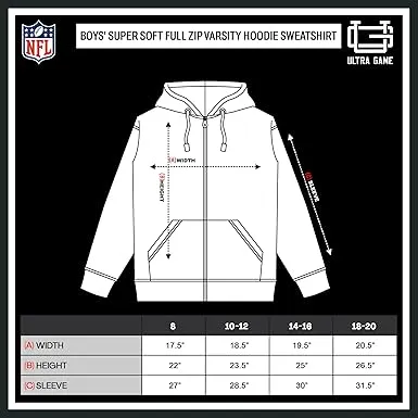 NFL Official Boy's Super Soft Full Zip Varsity Hoodie Sweatshirt|Pittsburgh Steelers