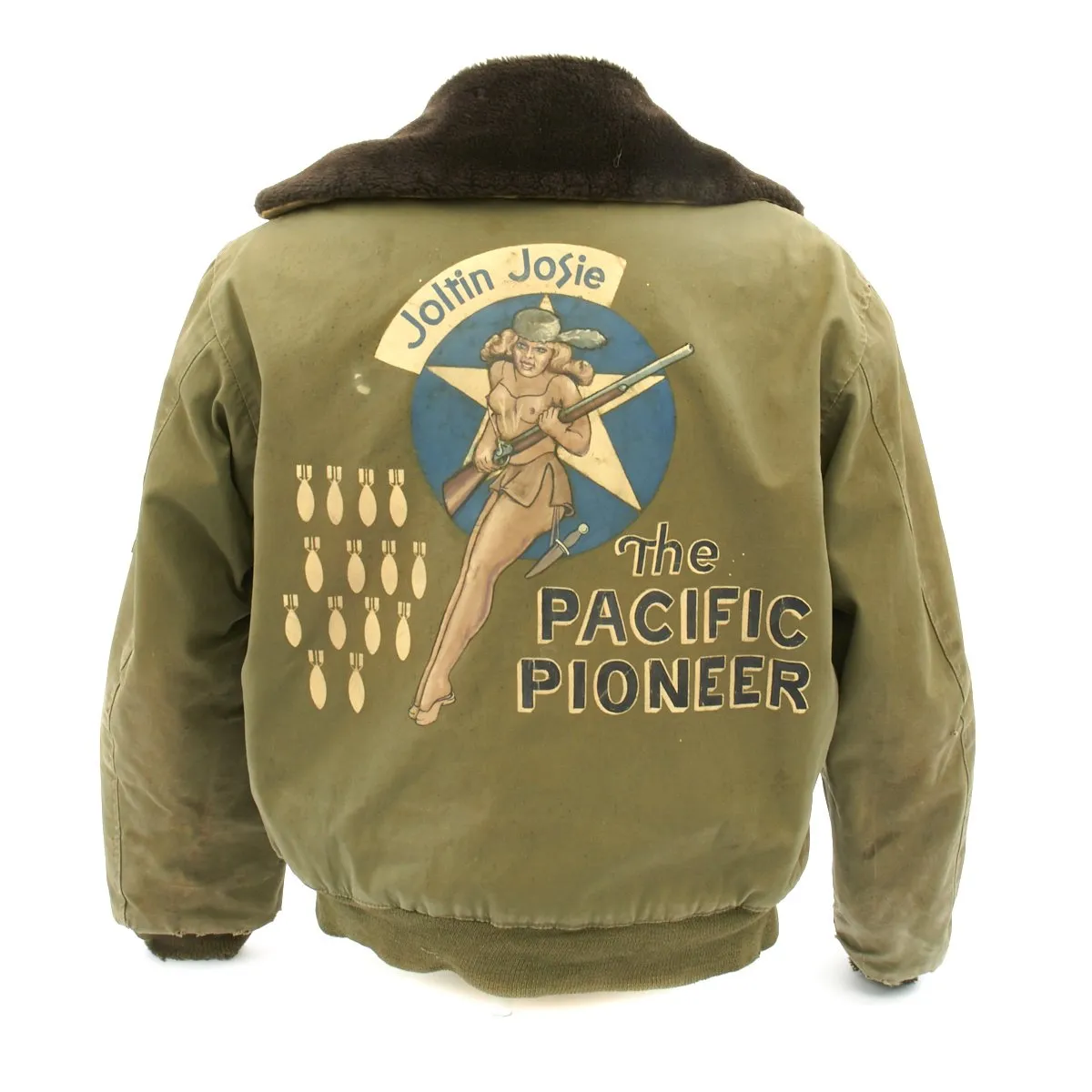 Original U.S. WWII B-29 Bomber Joltin Josie the Pacific Pioneer Painted B-15 Jacket and Navigator Case