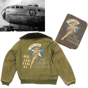 Original U.S. WWII B-29 Bomber Joltin Josie the Pacific Pioneer Painted B-15 Jacket and Navigator Case