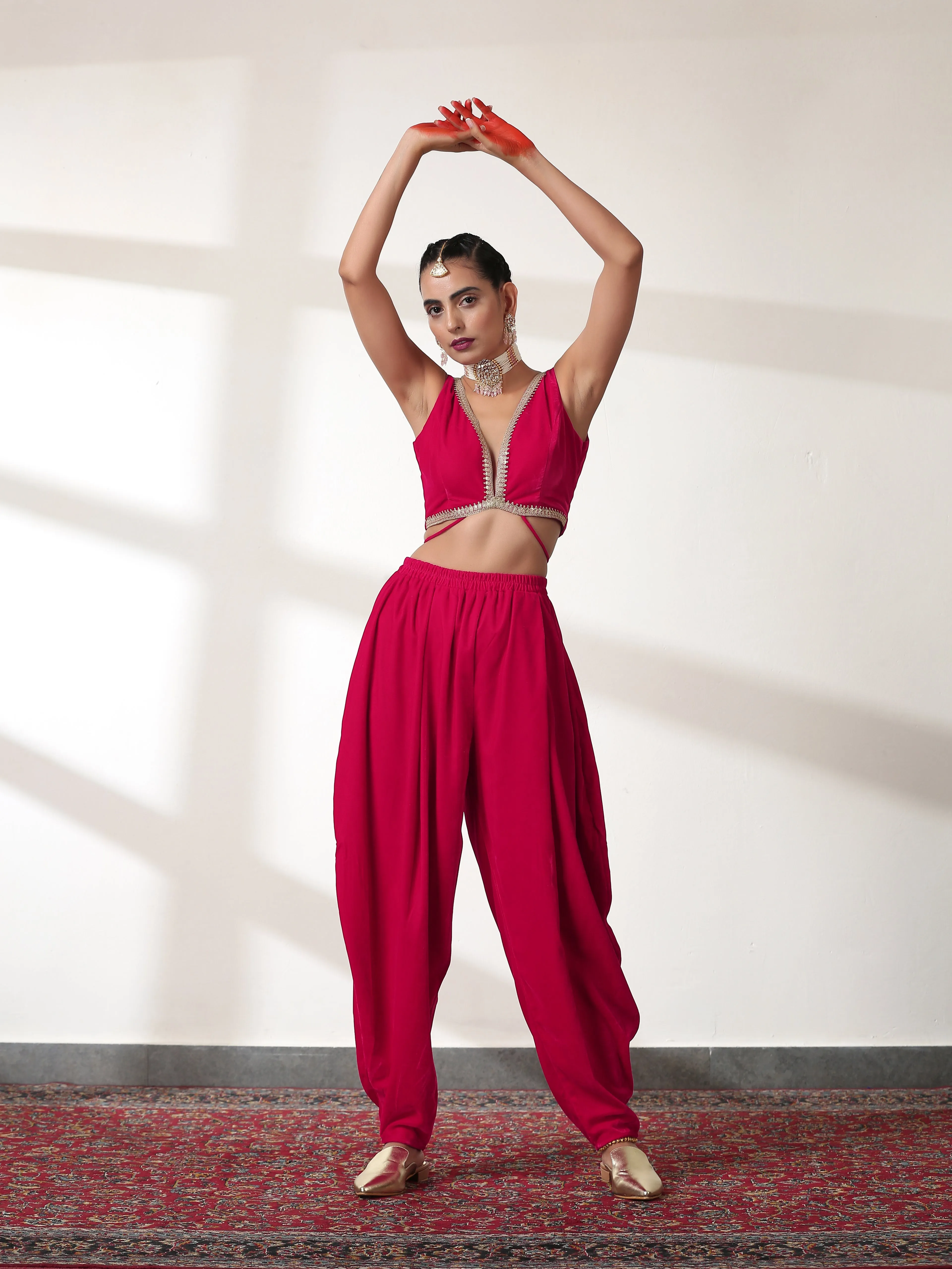 Pant - Pink Velvet Harem pant