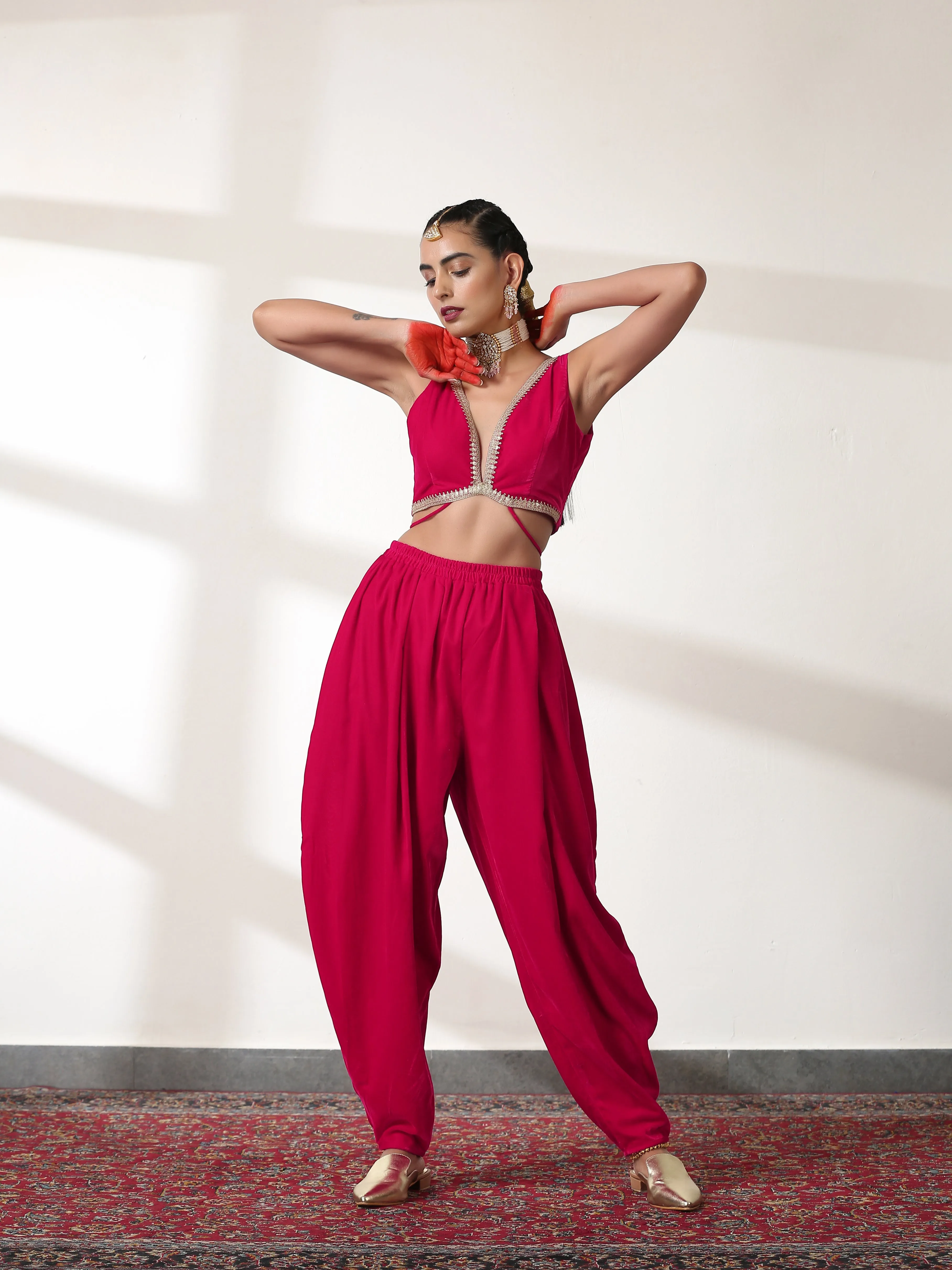 Pant - Pink Velvet Harem pant
