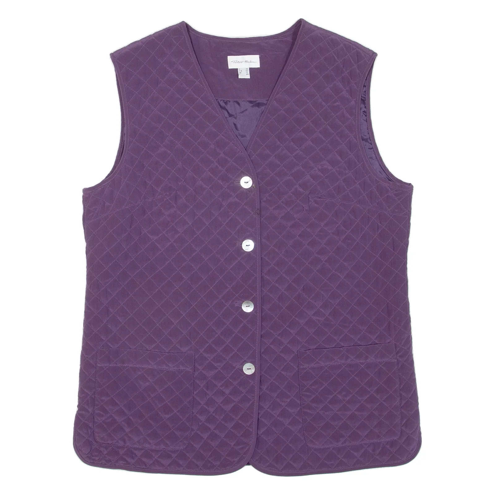 PETER HAHN Womens Quilted Gilet Purple Silk UK 12