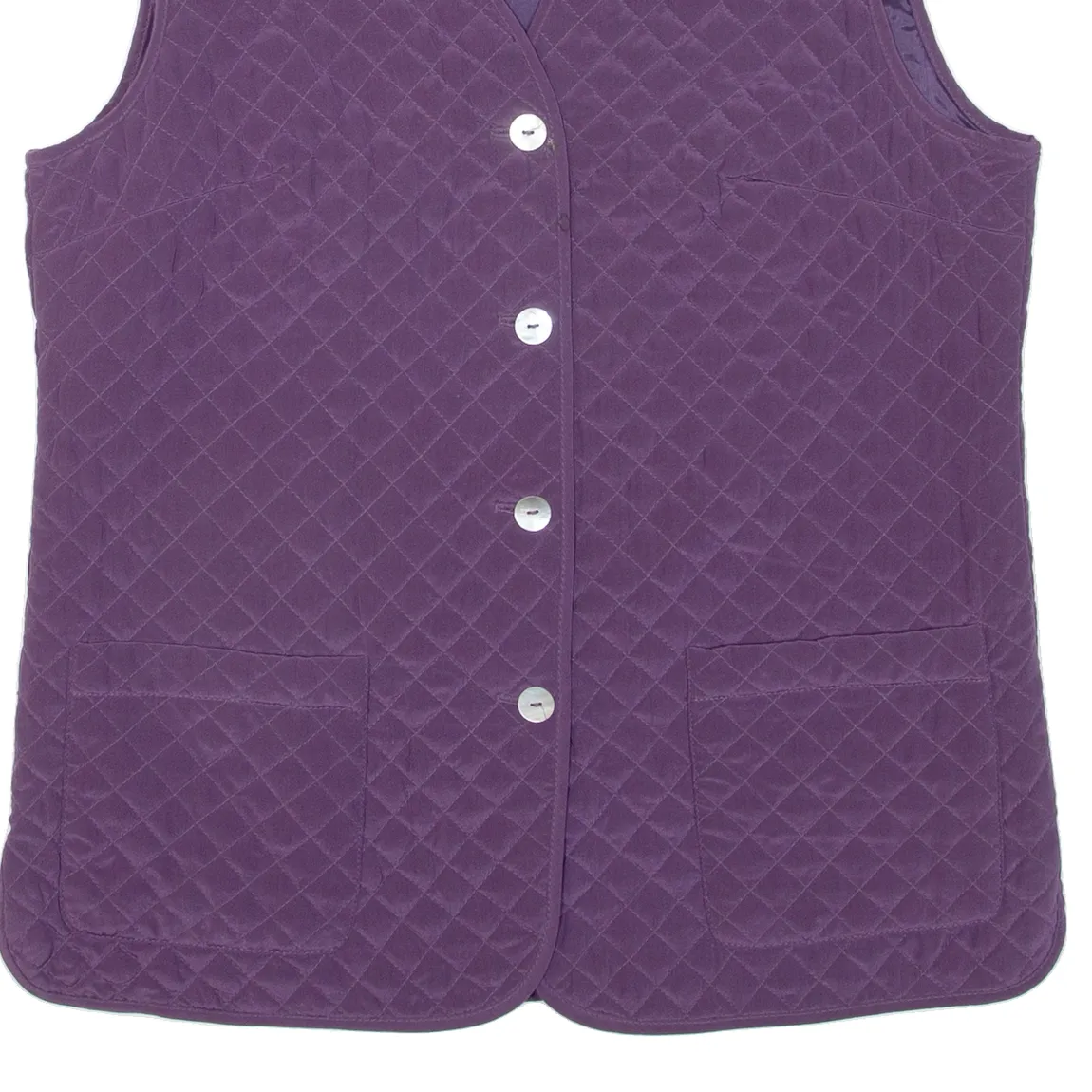 PETER HAHN Womens Quilted Gilet Purple Silk UK 12