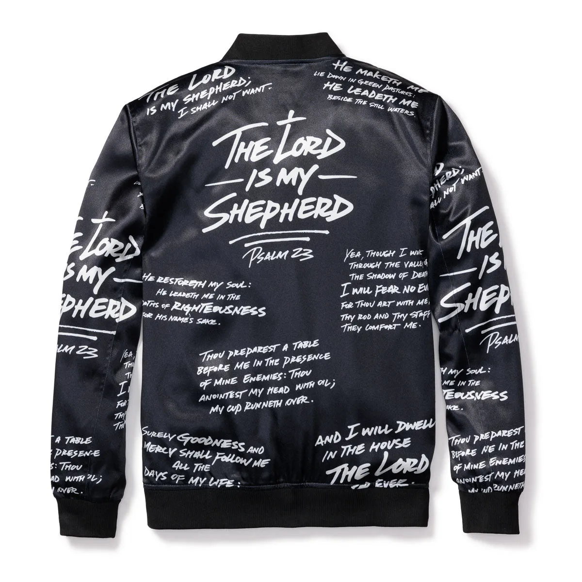 Psalm 23 Bomber Jacket - Satin Black