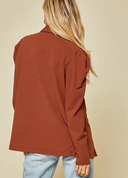 Puff Sleeve Chestnut Blazer