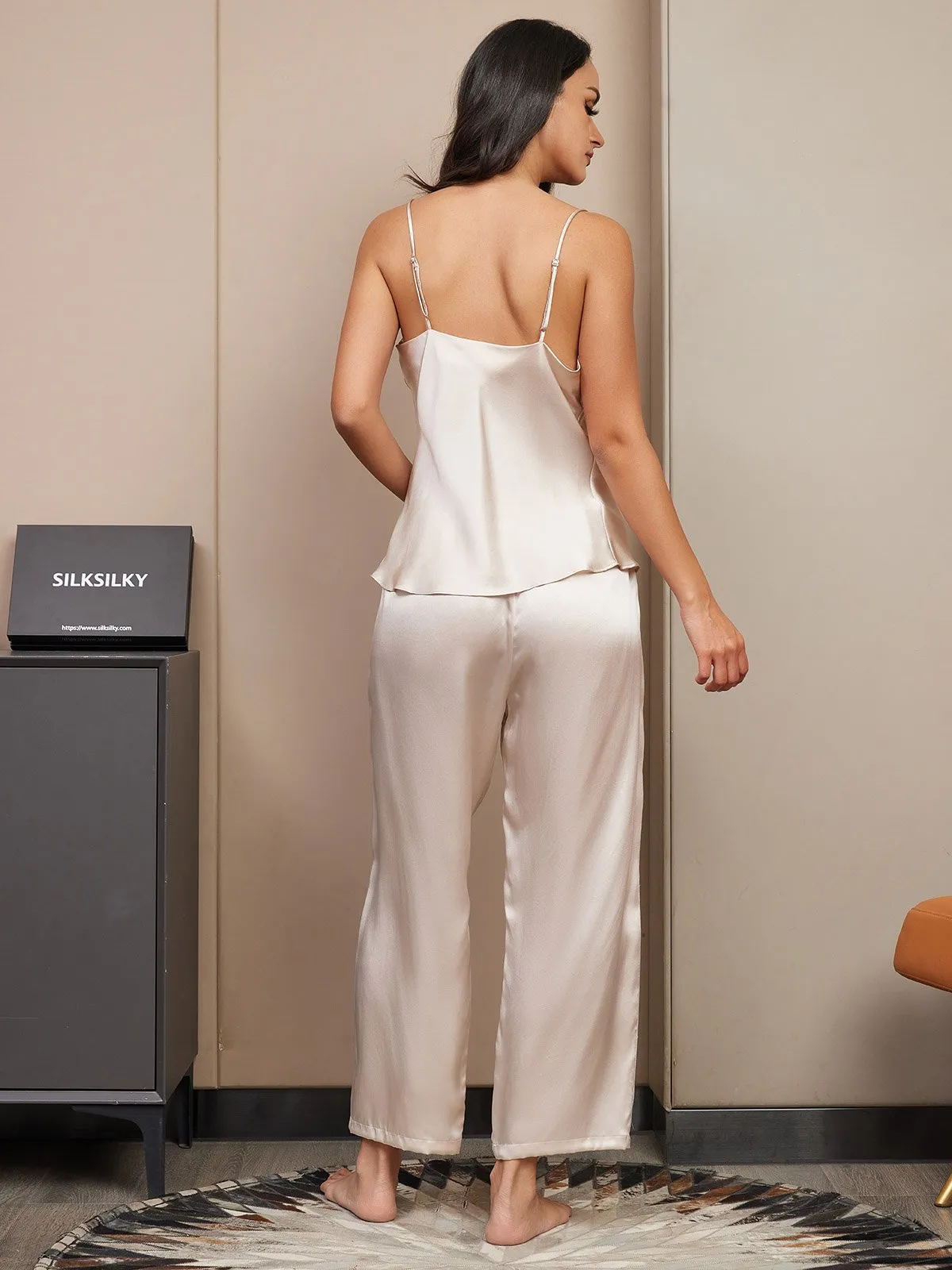 Pure Silk Cami Pants Pajama Set