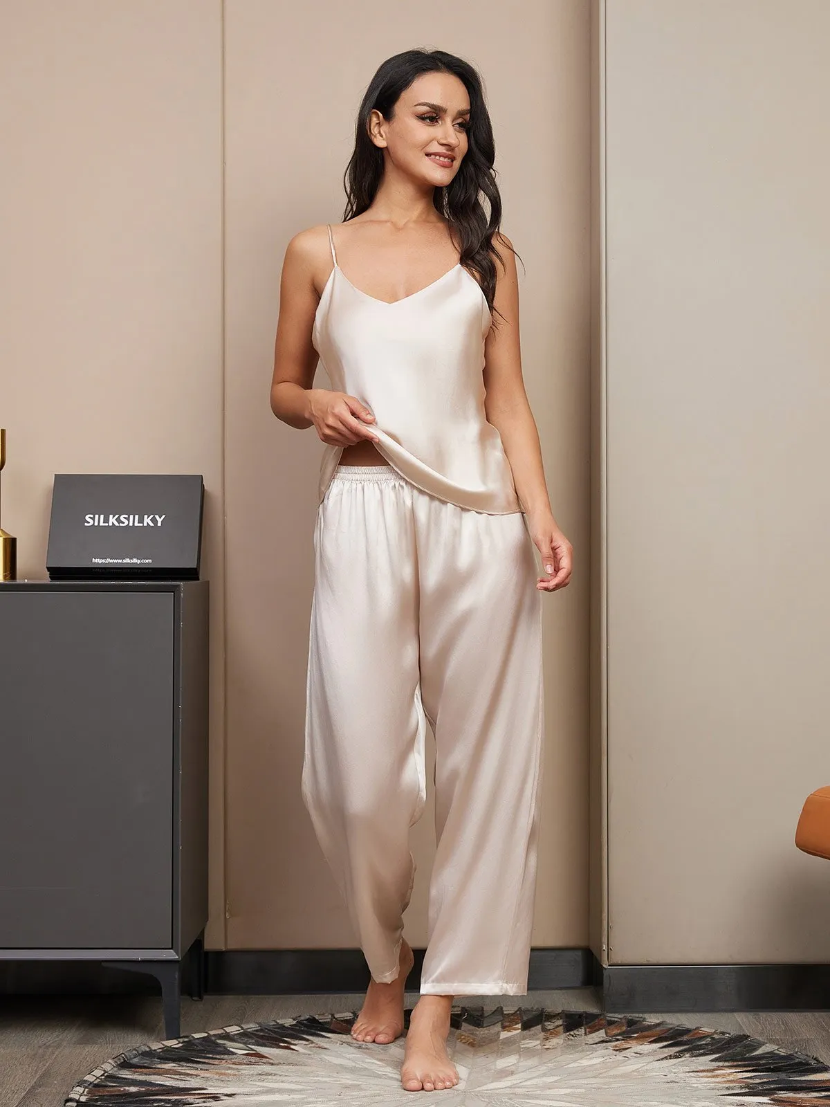 Pure Silk Cami Pants Pajama Set