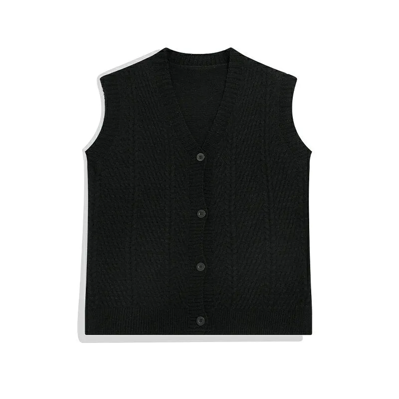 Riolio Sweater Vest Men Design Button Up Clothing Sleeveless Casual All-match Teens High Street Harajuku Knitwear Ins Handsome Popular