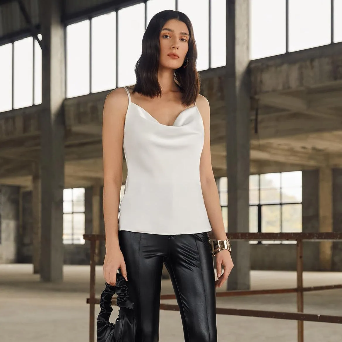 Sexy Swing Collar Silk Camisole 22 MM  Silk Tank Top Sleeveless Silk Vest