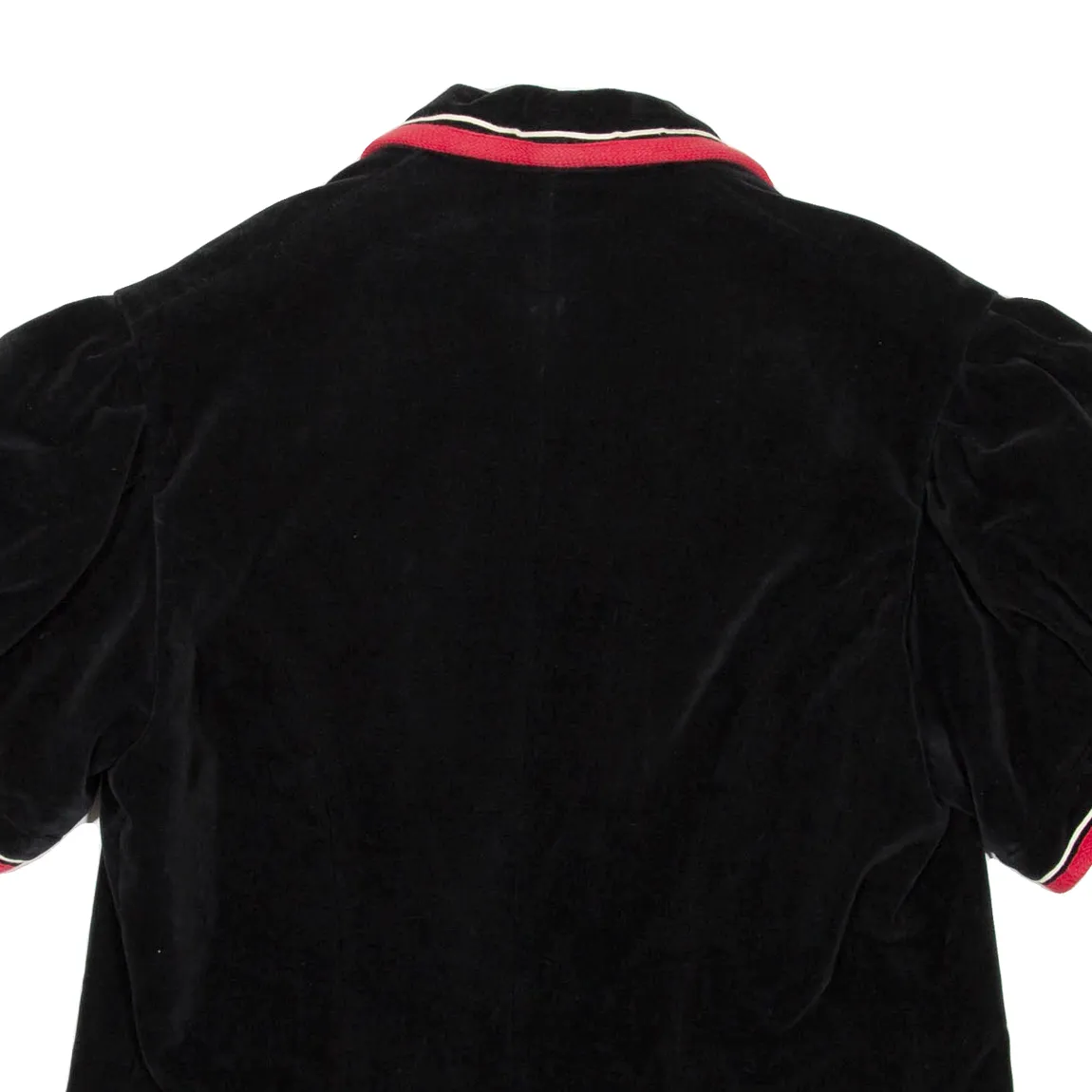Short Sleeved Womens Overcoat Coat Black Velvet Floral M