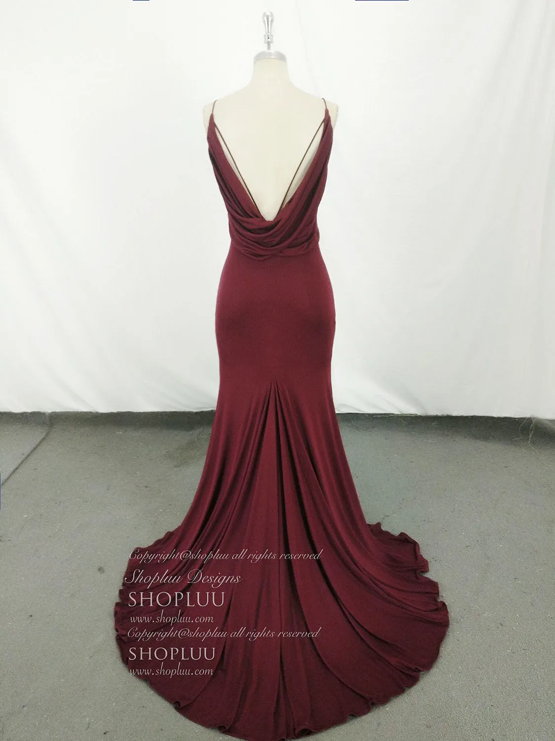 Simple Burgundy Mermaid Long Prom Dress Burgundy Evening Dress