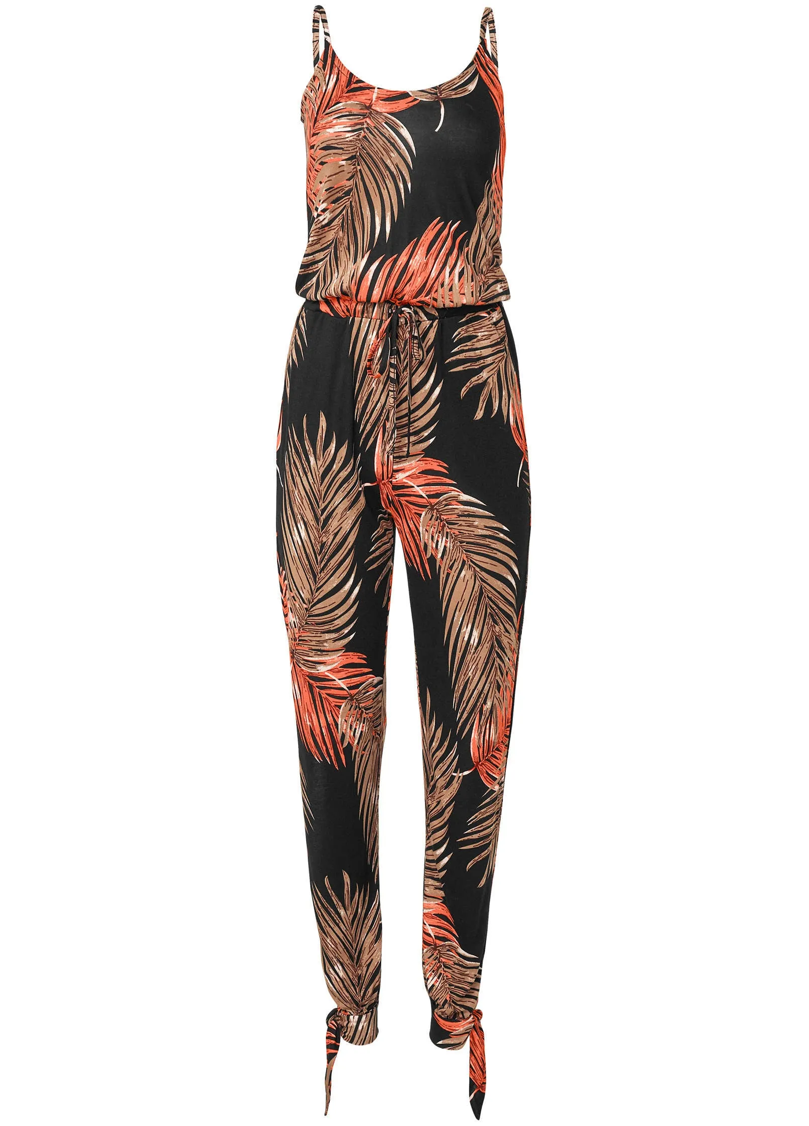 Slit Detail Jumpsuit - Black Multi