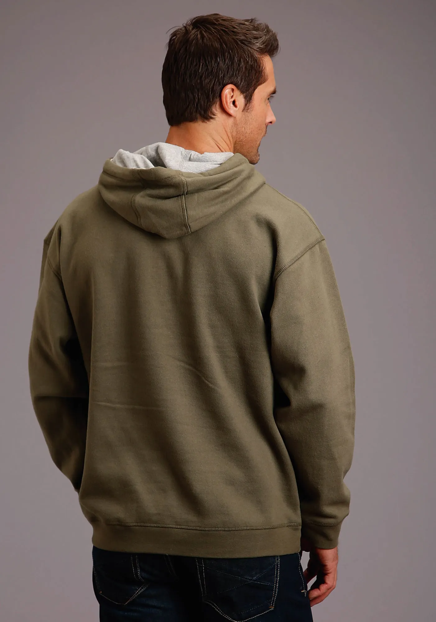 Stetson Mens Olive Green Cotton Blend Eagle Hoodie