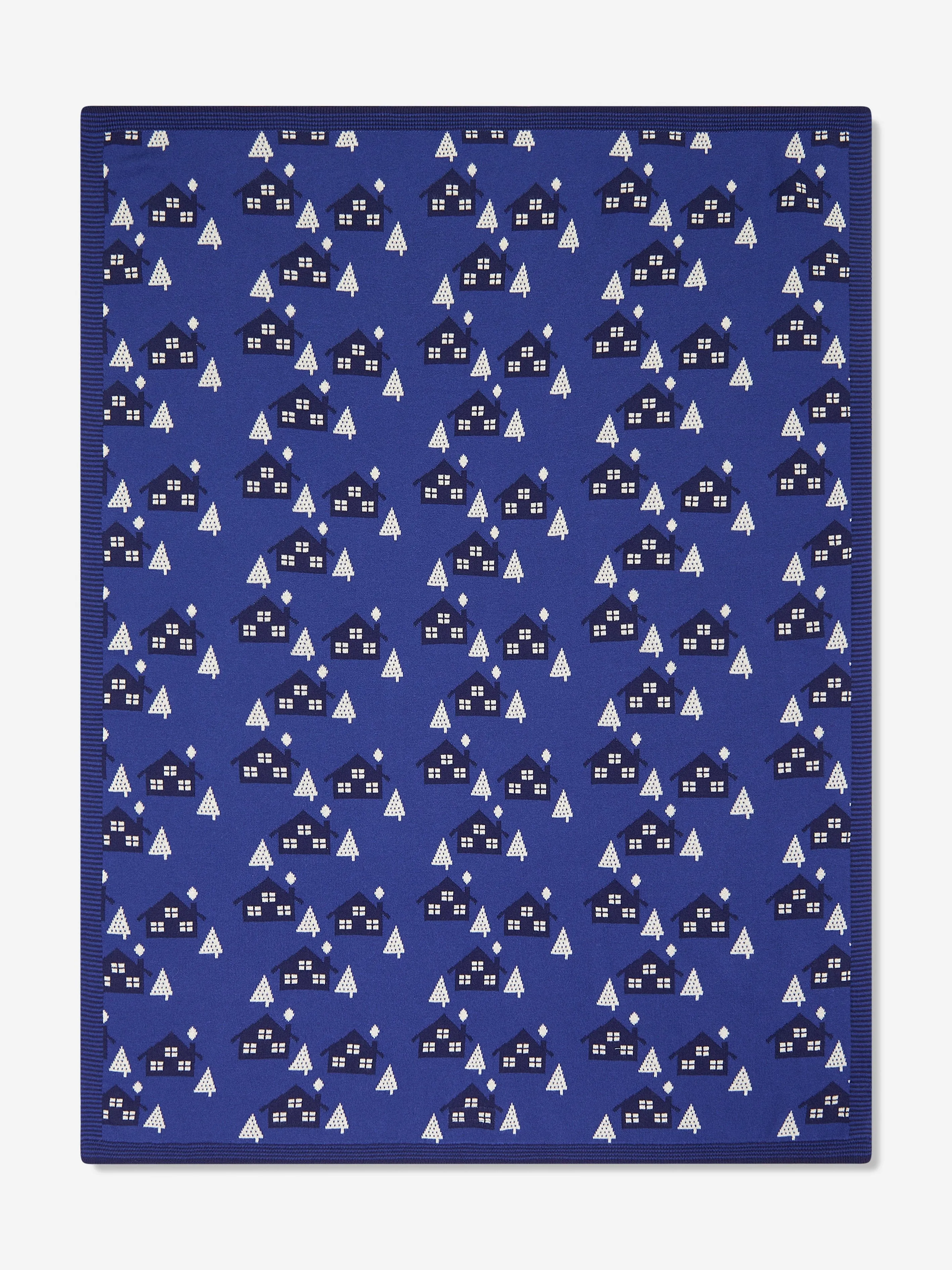 The Bonnie Mob Baby Boys Fawn Cabin Knit Shawl in Blue