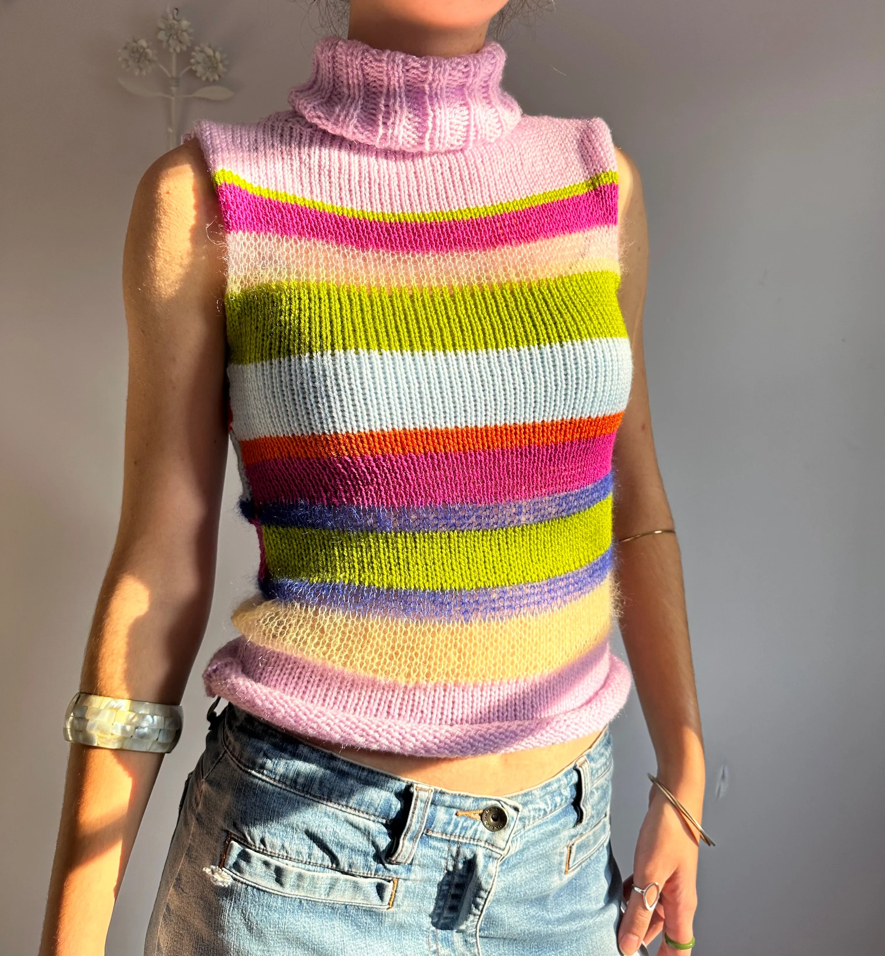 The Mariposa Vest - striped turtleneck knit vest
