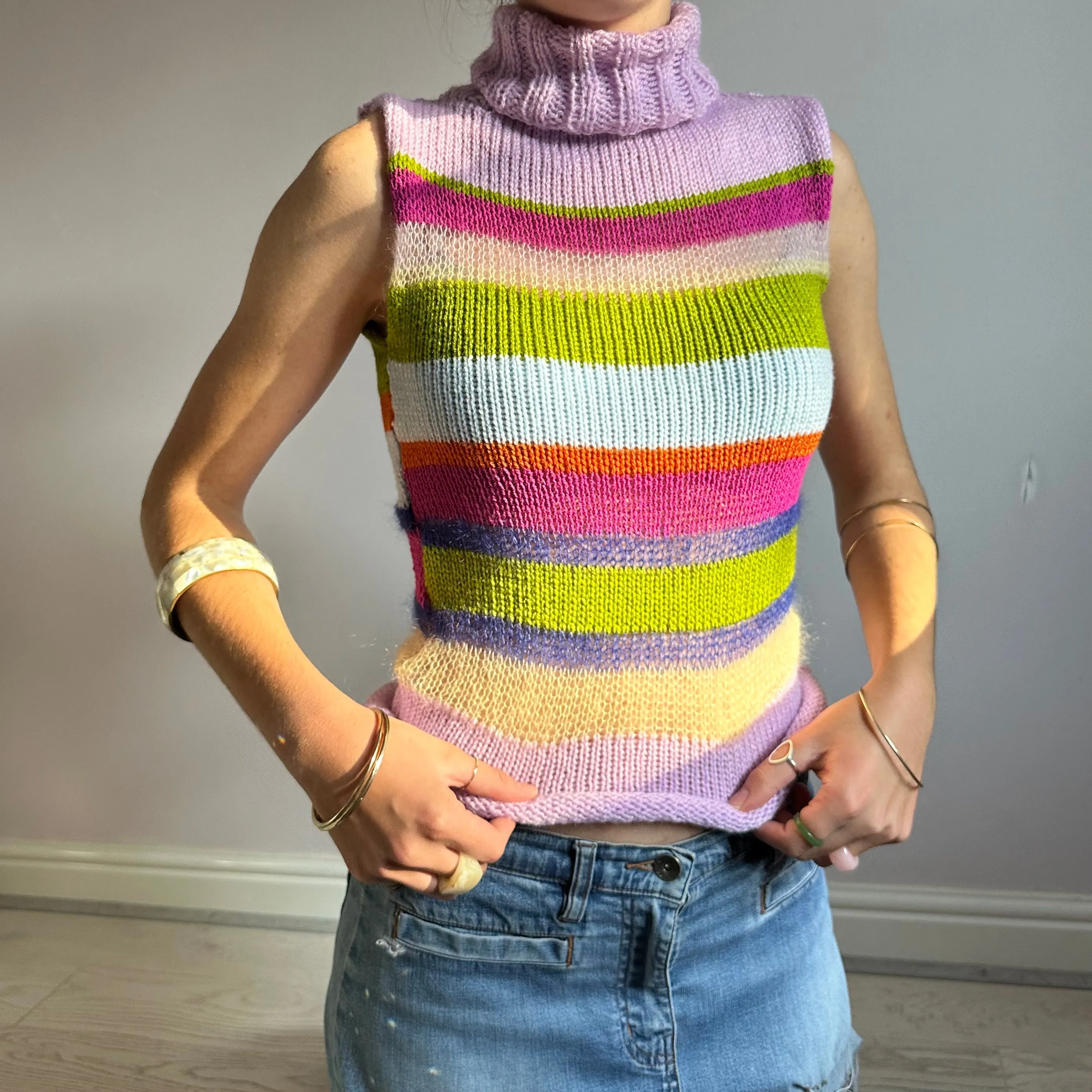 The Mariposa Vest - striped turtleneck knit vest
