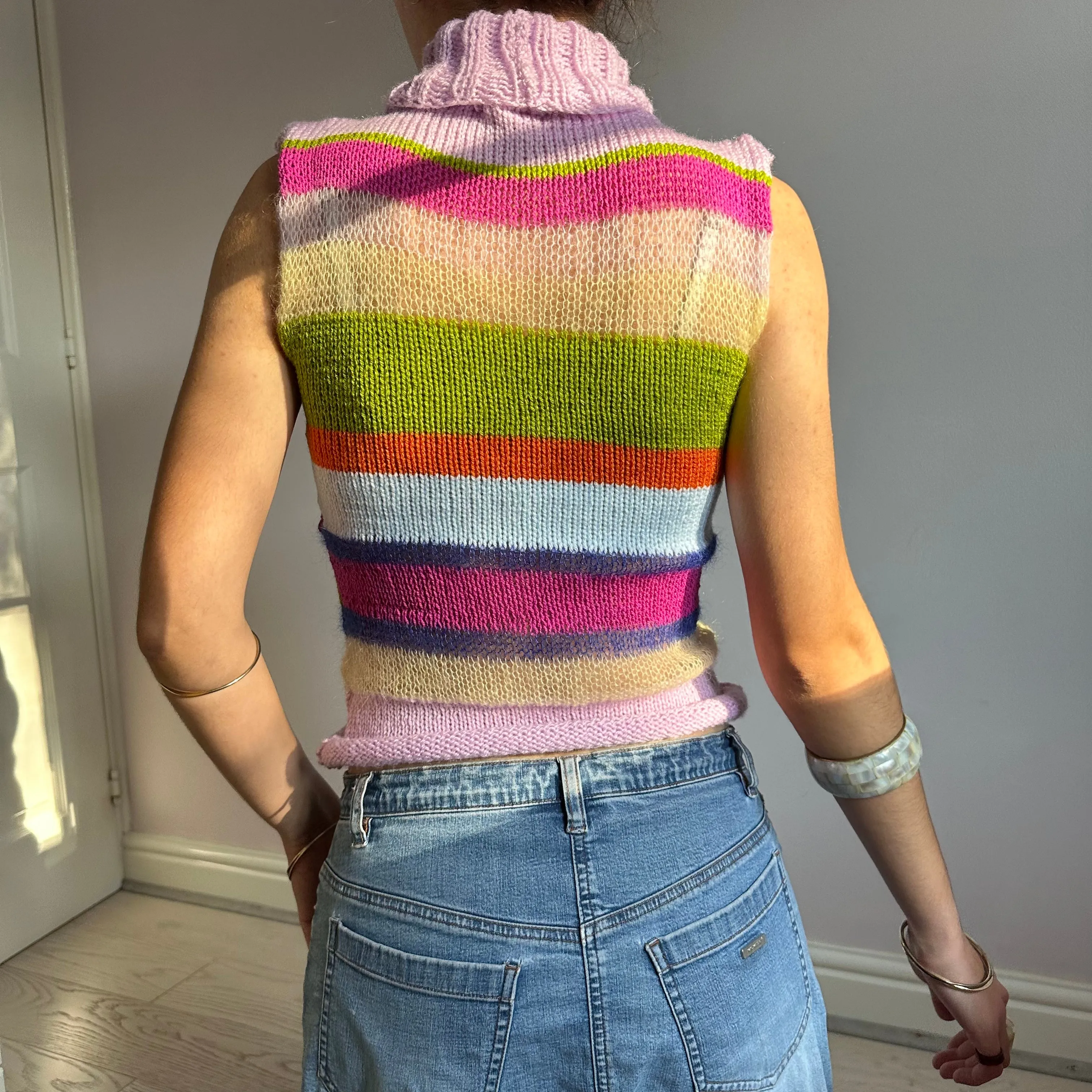 The Mariposa Vest - striped turtleneck knit vest
