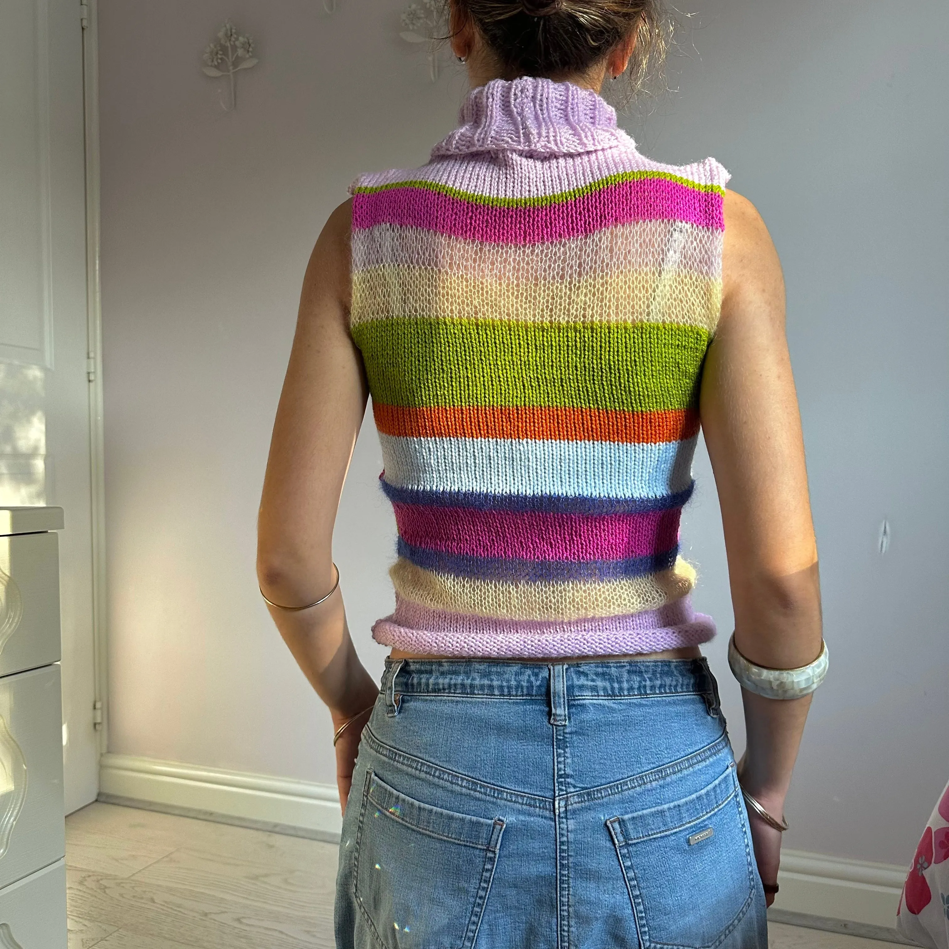 The Mariposa Vest - striped turtleneck knit vest