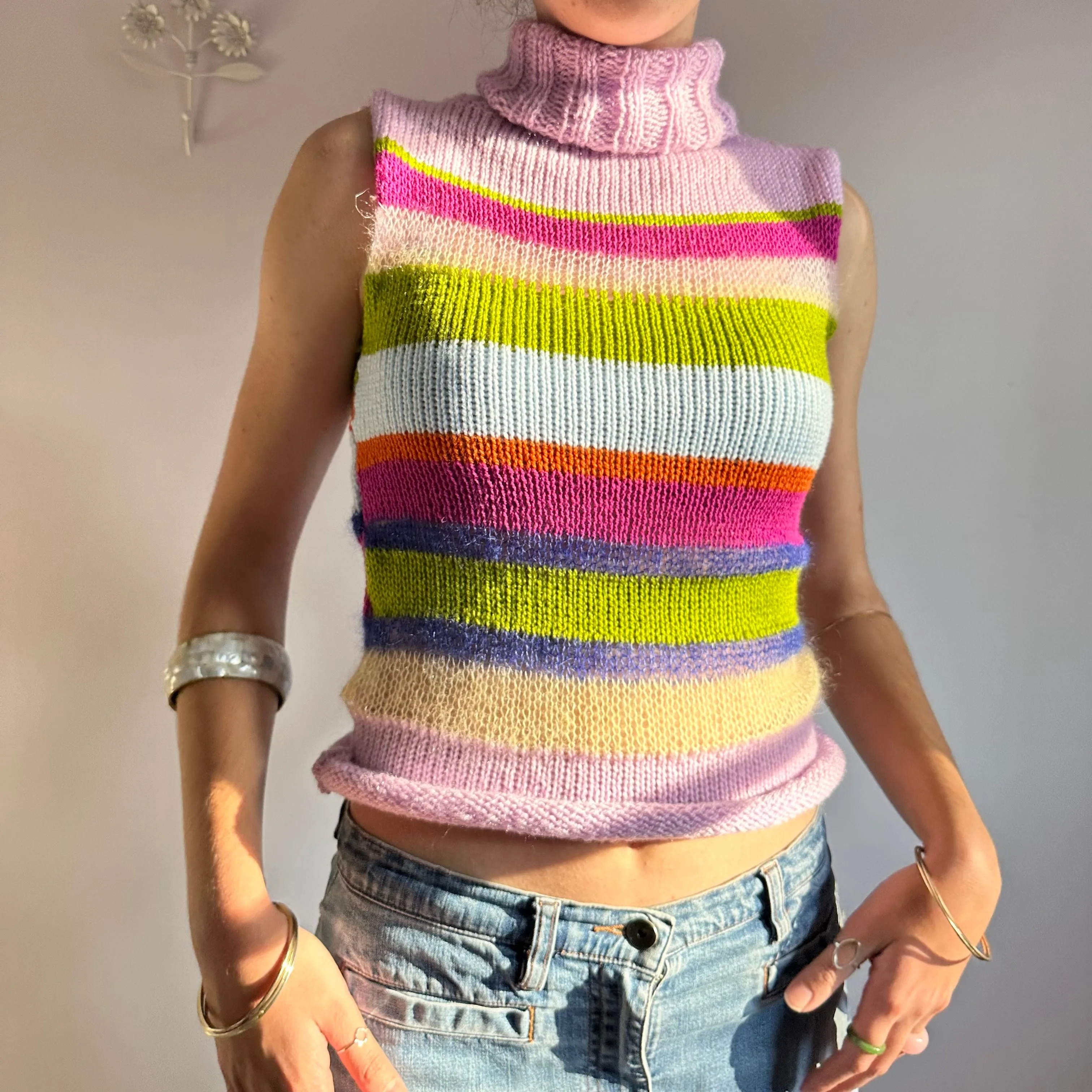 The Mariposa Vest - striped turtleneck knit vest