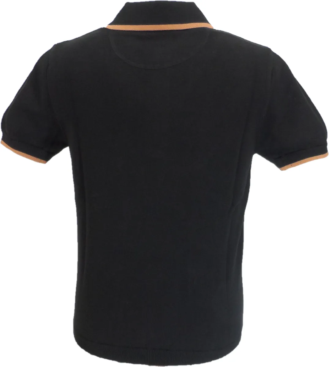 Trojan Records Mens Black Zipped Knitted Polo Shirt
