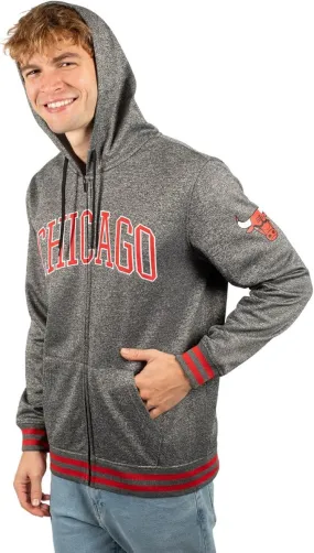 Ultra Game NBA Official Men’s MVP Super Soft Full Zip Hoodie Sweatshirt - Unisex, Chicago Bulls, Heather Charcoal|Chicago Bulls