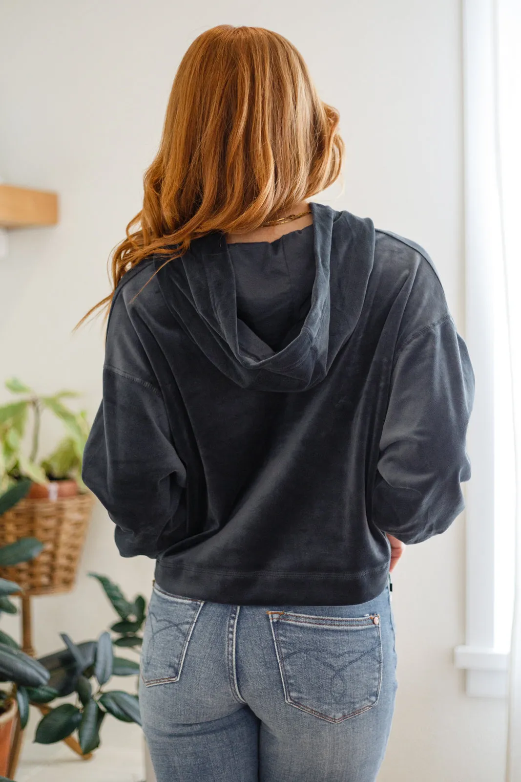 Velvet Icon Hoodie In Grey Blue - Mono B