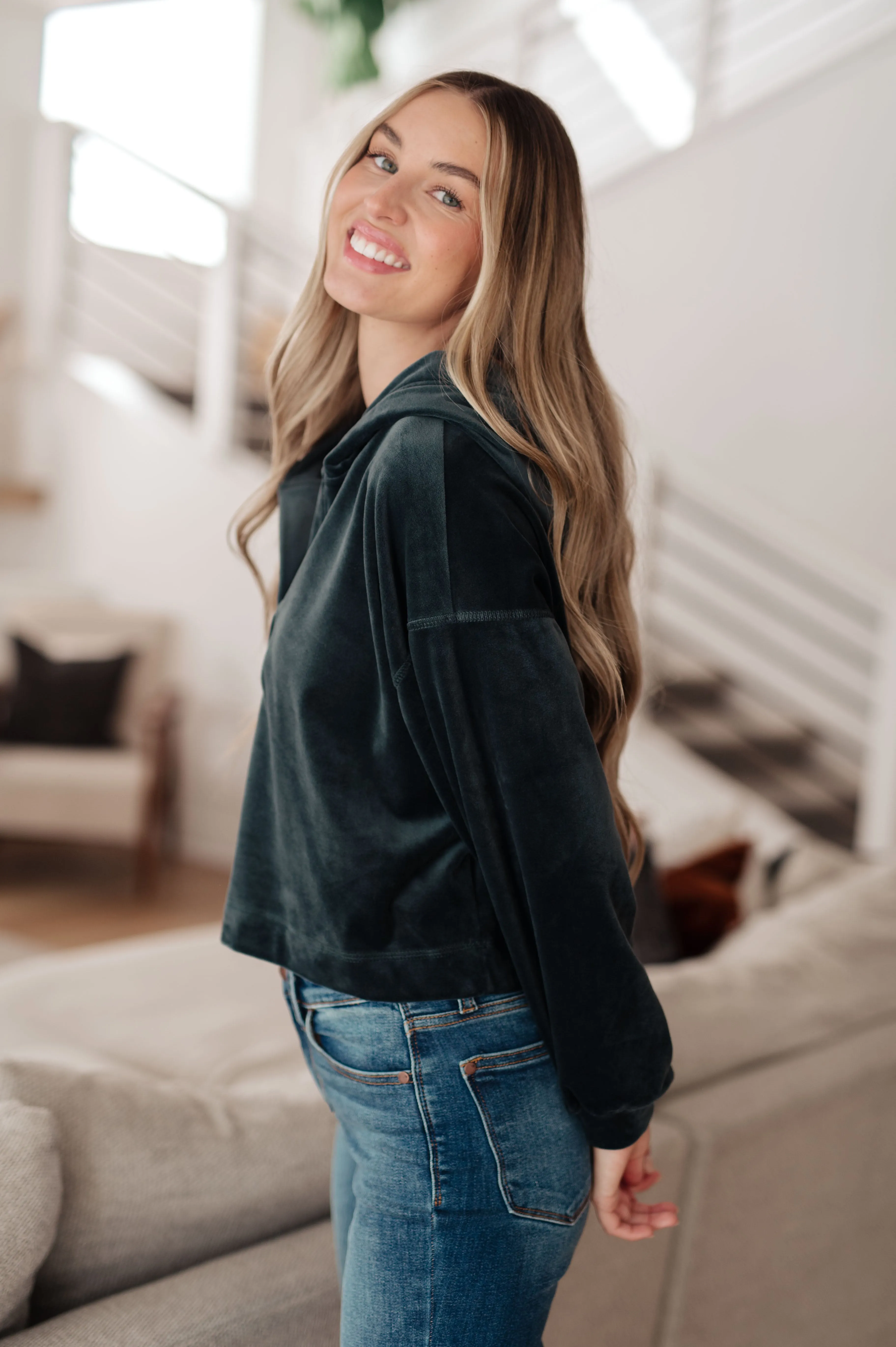 Velvet Icon Hoodie In Grey Blue - Mono B