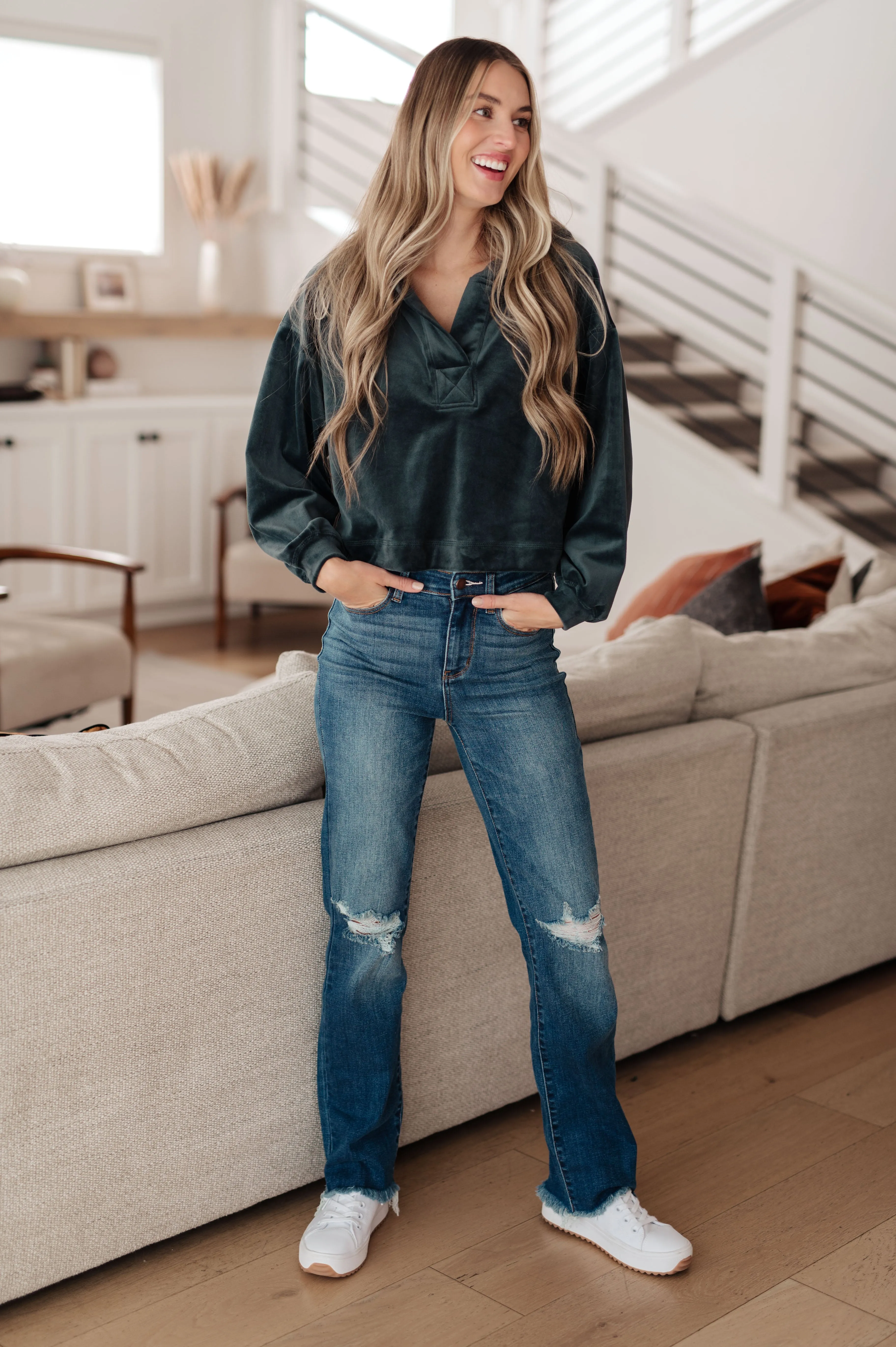Velvet Icon Hoodie In Grey Blue - Mono B