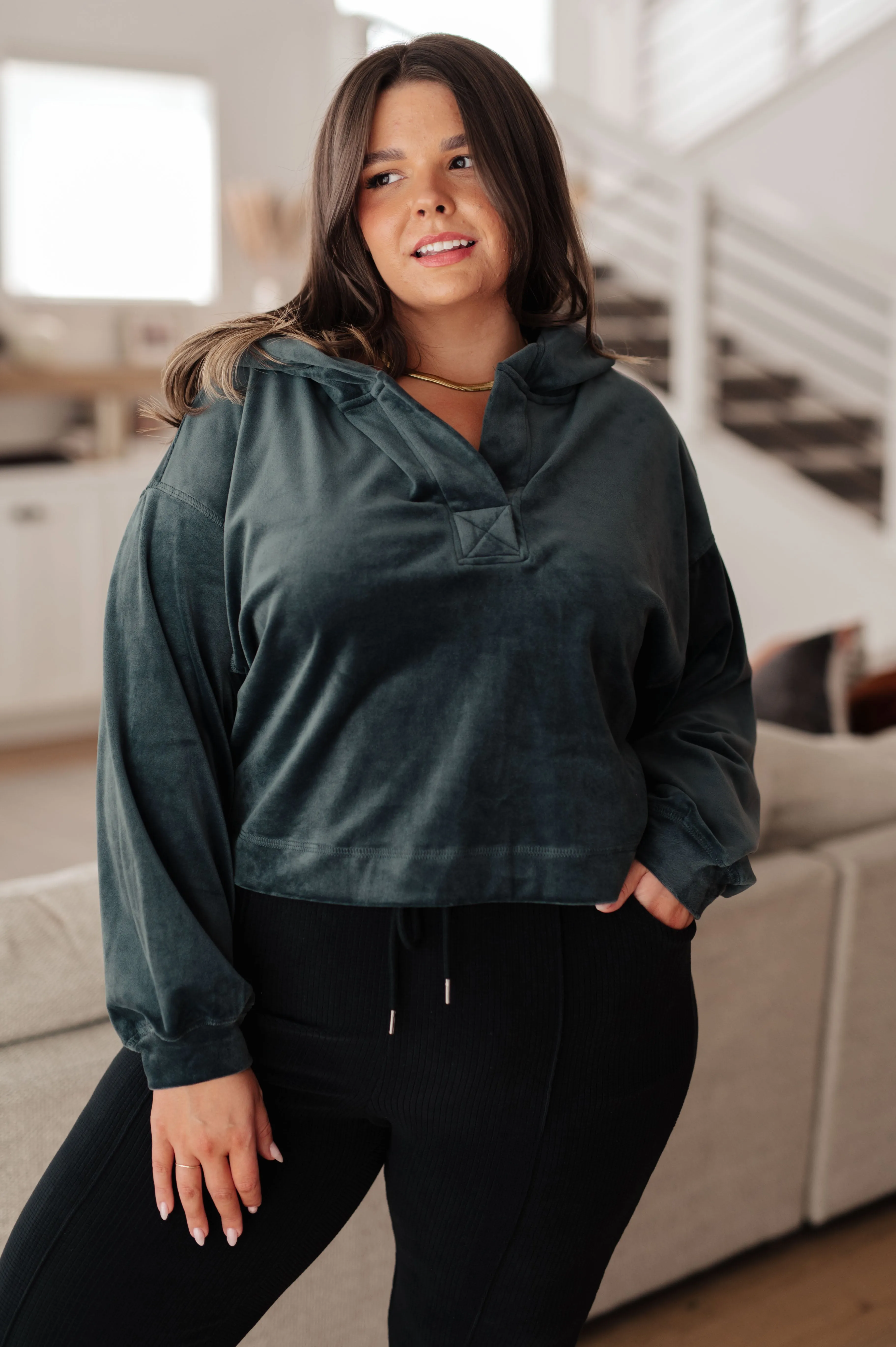 Velvet Icon Hoodie In Grey Blue - Mono B