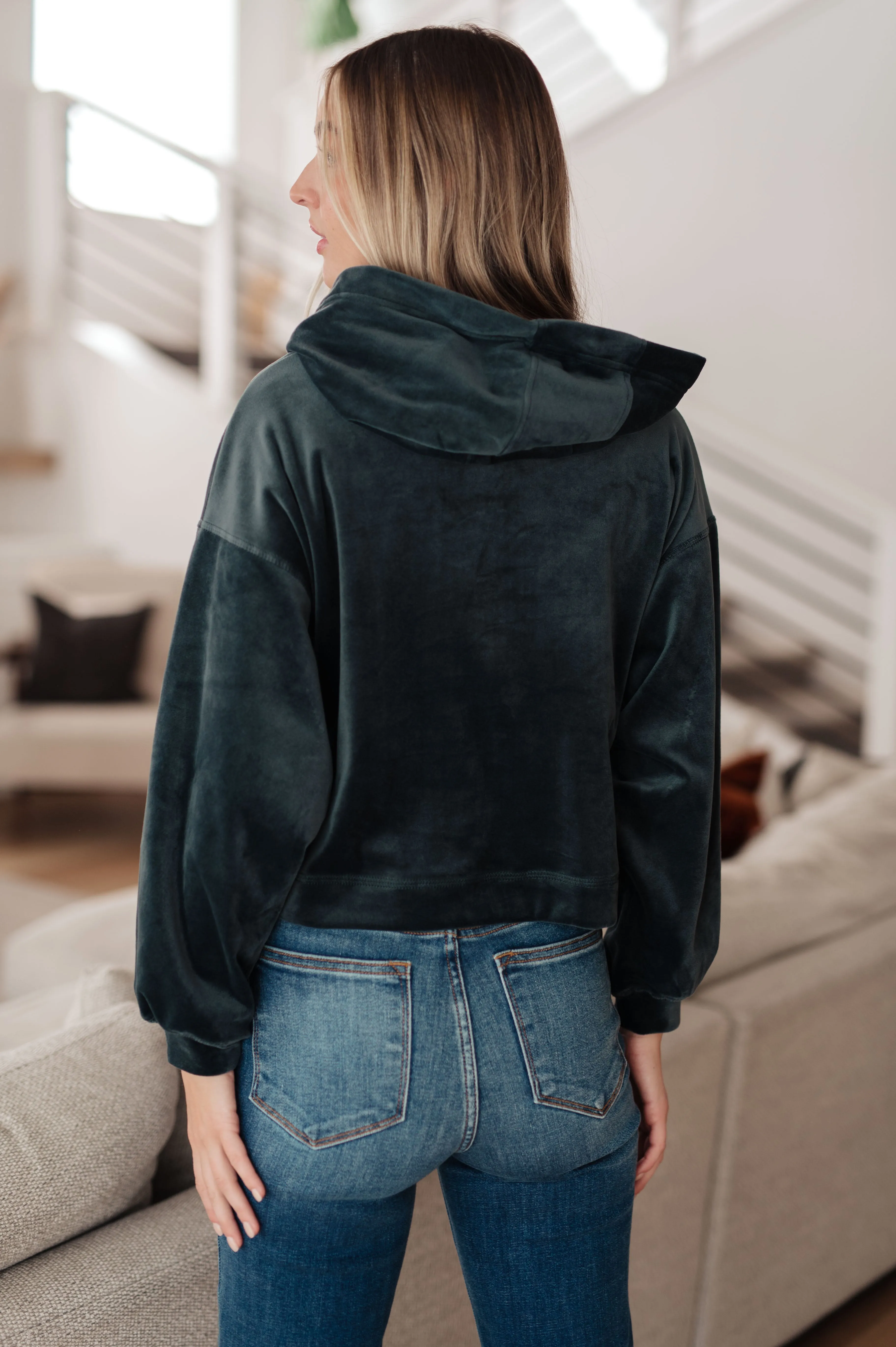 Velvet Icon Hoodie In Grey Blue - Mono B