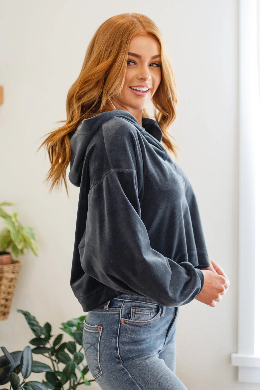 Velvet Icon Hoodie In Grey Blue - Mono B